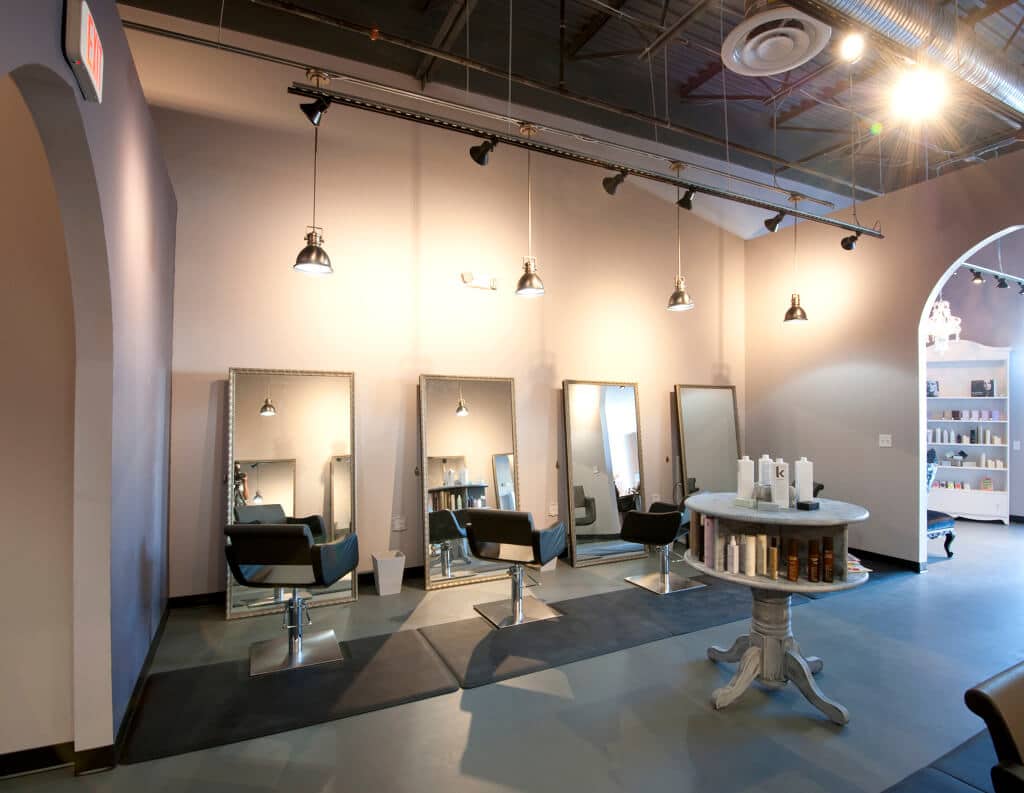 interior of salon after commercial contractor did renovation